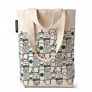 NEW Starbucks Limited Edition Mermaid Cup Print Natural Canvas Tote Bag